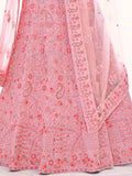 Fascinating Pink Embroidered Soft Net Lehenga Choli