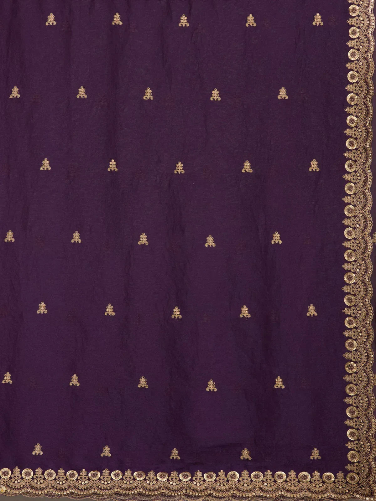 Beautiful Purple Zari Embroidered Silk Party Wear Saree With Blouse