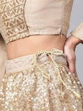 Golden Sequined Semi-Stitched Myntra Lehenga & Unstitched Blouse with Dupatta