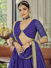Admirable Purple Zari Embroidered Organza Party Wear Lehenga Choli