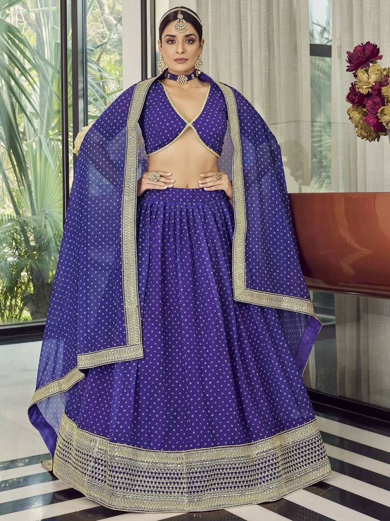 Admirable Purple Zari Embroidered Organza Party Wear Lehenga Choli
