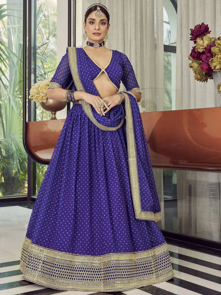 Admirable Purple Zari Embroidered Organza Party Wear Lehenga Choli
