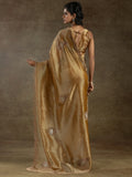 Charming Brown Zircon Work Organza Party Wear Saree With Blouse