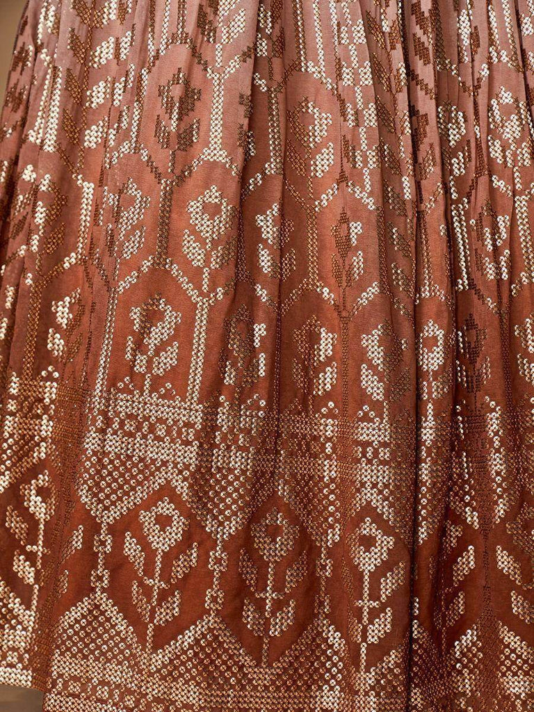 Impressive Brown Sequined Georgette Cocktail Party Lehenga Choli