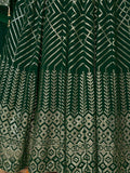 Lavish Emerald Green Sequined Georgette Festive Wear Gown