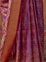 Amazing Purple Handloom Weaving Silk Function Wear Saree With Blouse