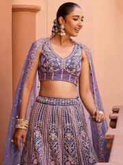 Fabulous Purple Sequins Embroidered Net Wedding Wear Lehenga Choli