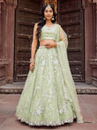 Gorgeous Pista Thread Embroidered Net Bridesmaid Lehenga Choli