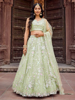 Gorgeous Pista Thread Embroidered Net Bridesmaid Lehenga Choli