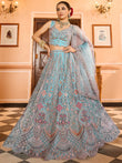 Elegant Blue Sequins Embroidered Net Wedding Wear Lehenga Choli