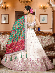 Lovely Cream Embroidered Tissue Bridesmaid Lehenga Choli