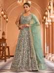 Stunning Pista Sequins Embroidered Net Reception Wear Lehenga Choli