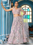 Attractive Grey Sequins Embroidered Net Reception Wear Lehenga Choli
