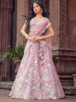 Awesome Pink Sequins Embroidered Net Party Wear Lehenga Choli