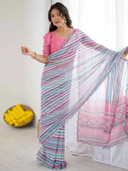 Graceful Multi-Color Printed Georgette Party Wear Saree With Blouse