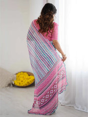 Graceful Multi-Color Printed Georgette Party Wear Saree With Blouse