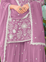 Lovely Pink Embroidered Georgette Festival Wear Palazzo Suit 