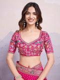 Pretty Pink Georgette Bandhani Printed Saree With Blouse