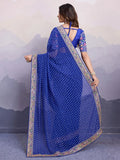Artistic Royal Blue Bandhani Print Georgette Saree With Blouse