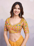 Chic Yellow Bandhani Printed Haldi Wear Saree With Blouse