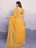 Chic Yellow Bandhani Printed Haldi Wear Saree With Blouse