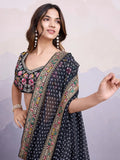Stylish Black Georgette Party Wear Saree With Blouse