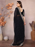 Stylish Black Leheriya Print Party Wear Saree With Blouse