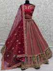 Precious Pink Embroidered Silk Bridal Lehenga Choli With Dupatta