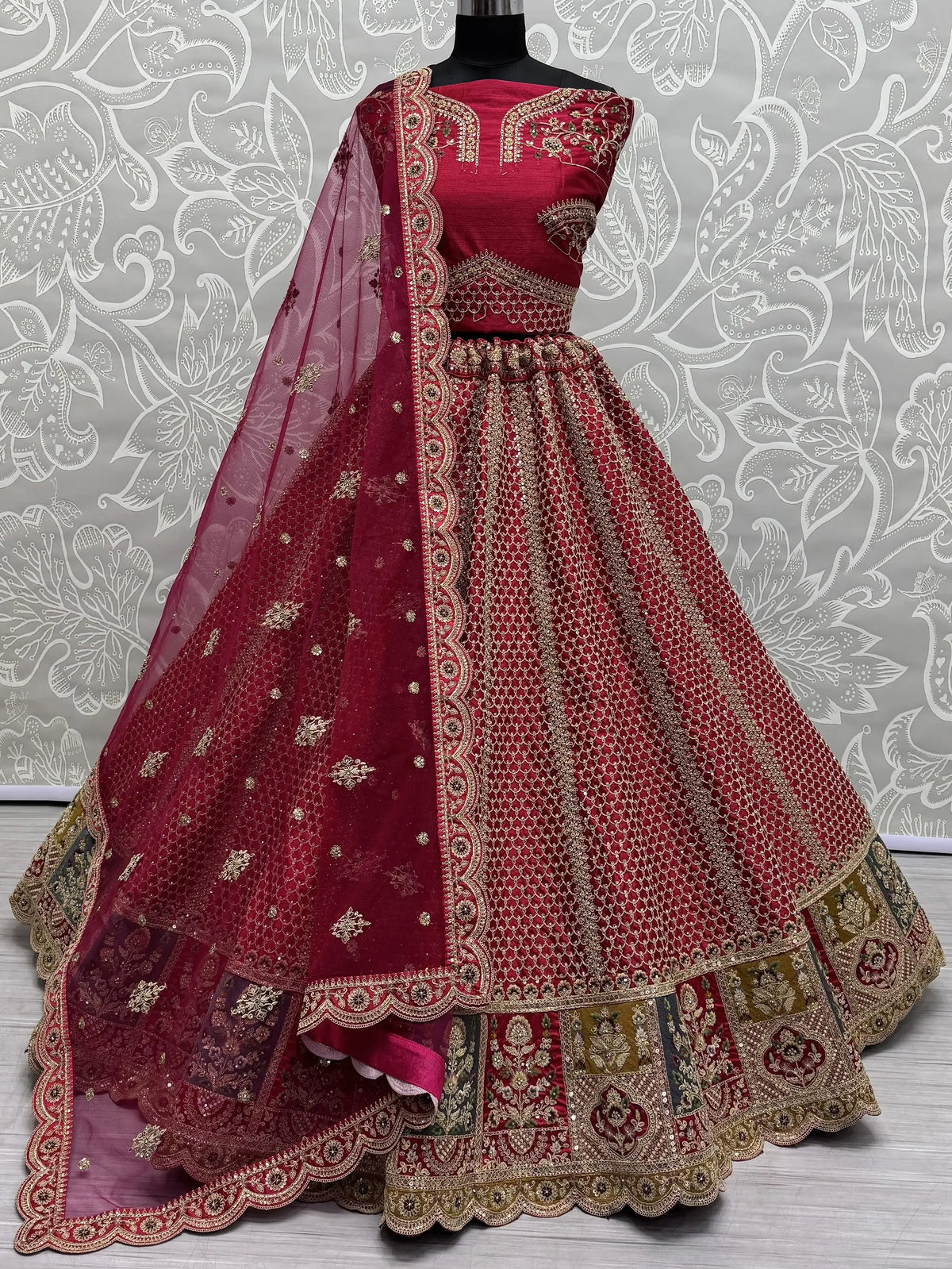 Precious Pink Embroidered Silk Bridal Lehenga Choli With Dupatta