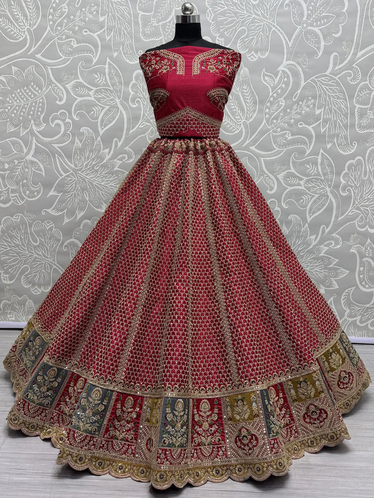 Precious Pink Embroidered Silk Bridal Lehenga Choli With Dupatta