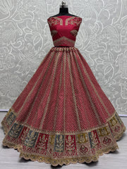 Precious Pink Embroidered Silk Bridal Lehenga Choli With Dupatta