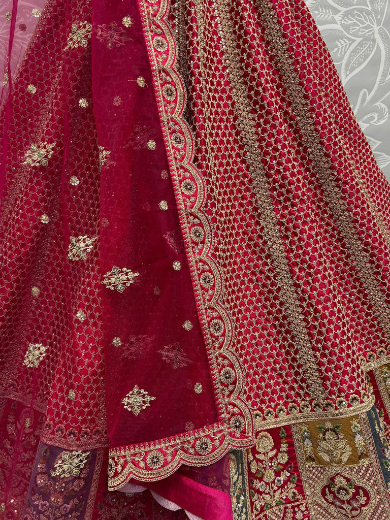 Precious Pink Embroidered Silk Bridal Lehenga Choli With Dupatta