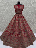 Awesome Red Dori Work Silk Bridal Lehenga Choli With Double Dupatta