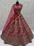 Awesome Red Dori Work Silk Bridal Lehenga Choli With Double Dupatta