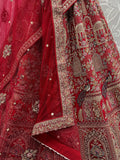 Awesome Red Dori Work Silk Bridal Lehenga Choli With Double Dupatta