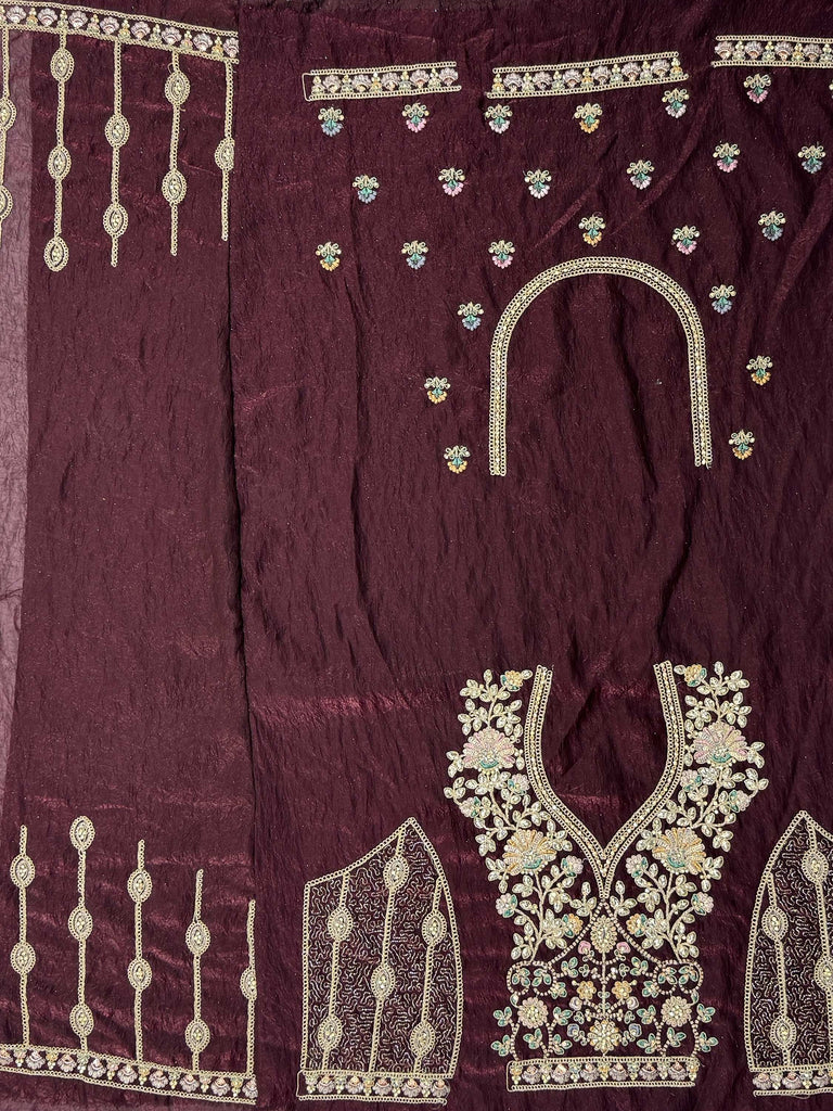 Spectacular Maroon Embroidery Net Bridal Wear Lehenga Choli With Dupatta