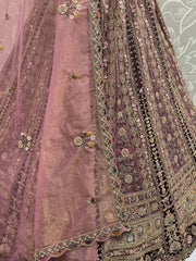 Spectacular Maroon Embroidery Net Bridal Wear Lehenga Choli With Dupatta