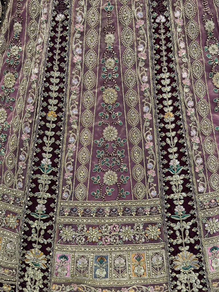 Spectacular Maroon Embroidery Net Bridal Wear Lehenga Choli With Dupatta