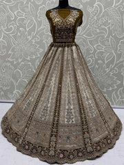 Dazzling Off-White Sequins Net Wedding Wear Lehenga Choli With Dupatta