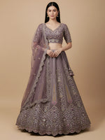 Amazing Purple Sequins Net Bridesmaid Lehenga Choli With Dupatta