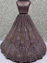 Amazing Purple Sequins Net Bridesmaid Lehenga Choli With Dupatta