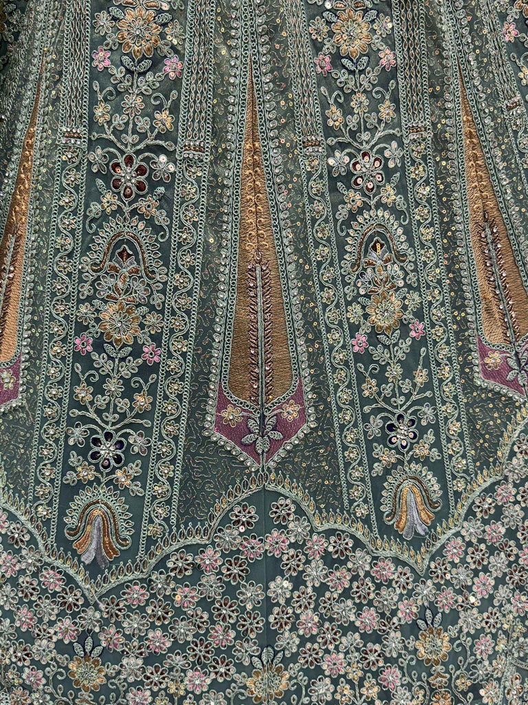 Tantalizing Green Sequins Net Engagement Wear Lehenga Choli With Dupatta