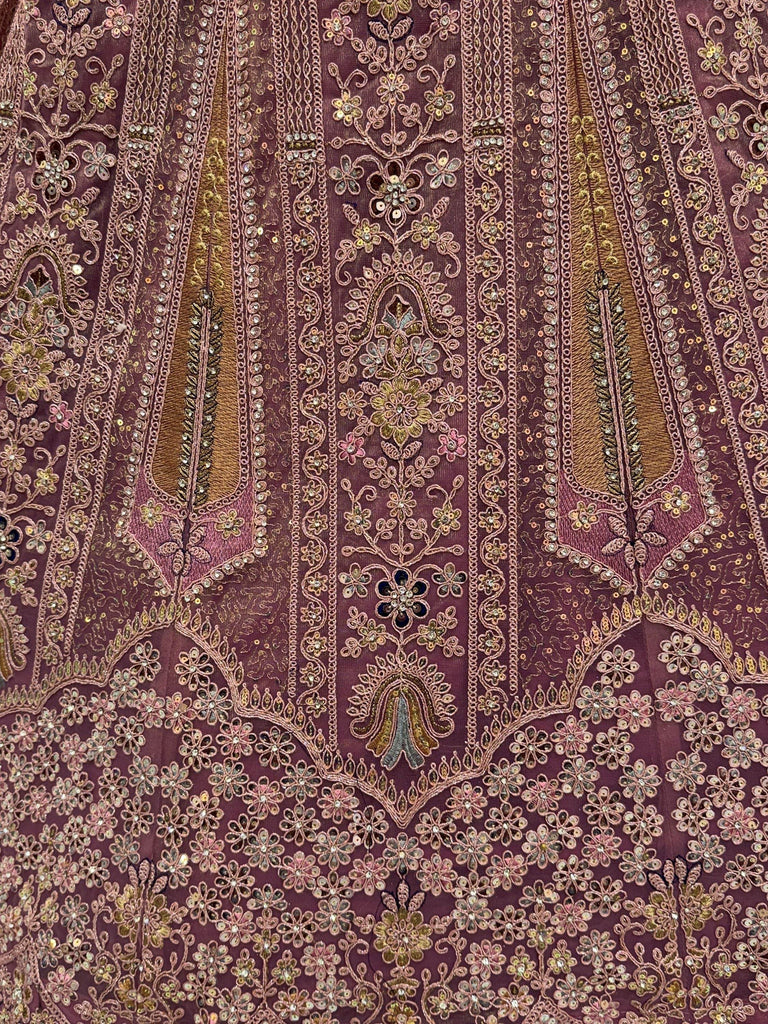 Fabulous Mauve Dori Work Net Reception Wear Lehenga Choli With Dupatta
