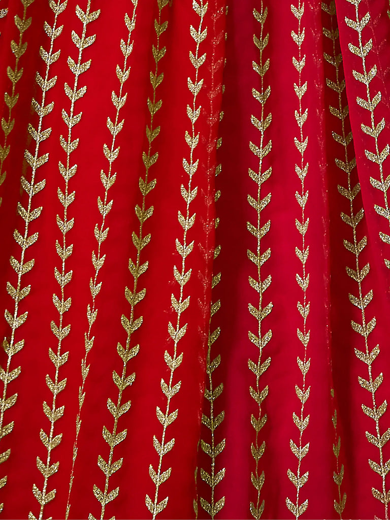 Fascinating Red Sequins Georgette Wedding Wear Lehenga Choli