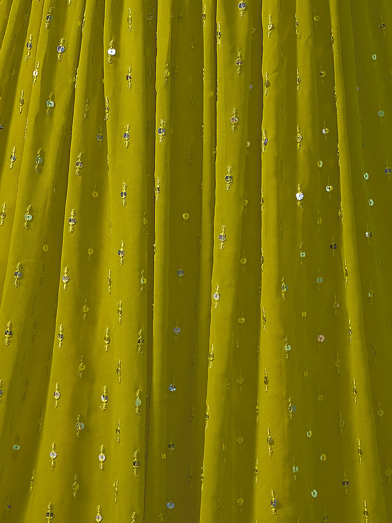 Precious Green Sequins Georgette Mehendi Wear Lehenga Choli