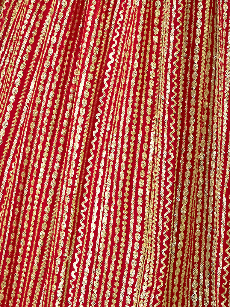 Beautiful Red Sequins Georgette Lehenga Choli With Net Dupatta