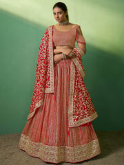 Beautiful Red Sequins Georgette Lehenga Choli With Net Dupatta