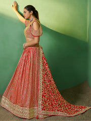 Beautiful Red Sequins Georgette Lehenga Choli With Net Dupatta