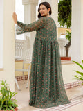 Awesome Bottle Green Digital Printed Georgette Designer Sharara Suit With Jacket