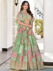 Gorgeous Pista Green Chinon Dori Embroidered Lehenga Choli